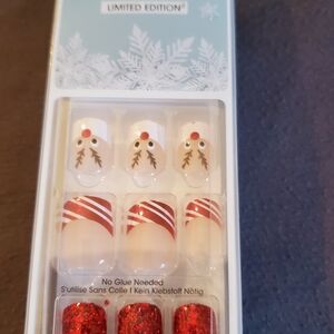 imPRESS Limited Edition Reindeer Deer, Candy Cane Stripe, Red Glitter Nail Set